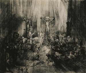 İki Hırsız Arasında Çarmıha Gerilen Mesih - "Üç Haç", c.1653-1661 by Rembrandt van Rijn