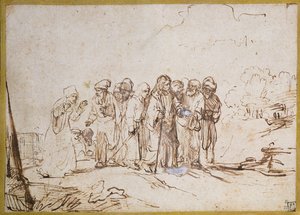Mesih ve Kenanlı Kadın by Rembrandt van Rijn