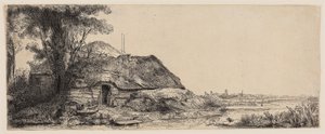 Kulübe ve Büyük Ağaçlı Manzara by Rembrandt Harmensz. van Rijn