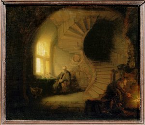 Meditasyon yapan filozof ... by Rembrandt Harmensz. van Rijn