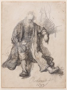 Oturan Yaşlı Adam (Sarhoş Grup), 1630-33 civarı (kağıt üzerine kalem, tebeşir ve mürekkep) by Rembrandt Harmensz. van Rijn