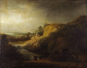 ""Hadım Vaftiziyle Manzara"" Rembrandt van Rhijn (1606-1669) tarafından Tablo 1640 Niedersachsisches Landesmuseum, Hannover by Rembrandt Harmensz. van Rijn