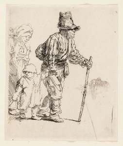 Serserideki Köylü Ailesi, c.1652 (krem serilmiş kağıt üzerine gravür) by Rembrandt Harmensz. van Rijn