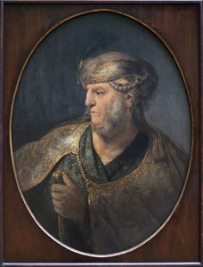 Oryantal kostümlü bir adamın portresi. Rembrandt Harmenszoon van Rijn (1606-1669), Tuval Üzeri Yağlıboya Tablo by Rembrandt van Rijn