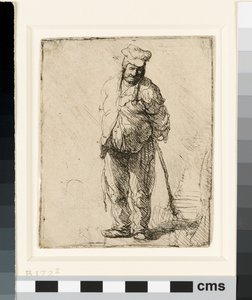 Elleri Arkasında Bir Sopa Tutarak Düzensiz Köylü, c.1630 (gravür) by Rembrandt van Rijn