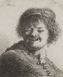 Şapkalı Rembrandt, Gülüyor: Göğüs by Rembrandt van Rijn