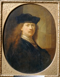 Rembrandt mimari bir fonda şef şapkası takıyor ... by Rembrandt Harmensz. van Rijn