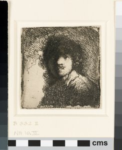 Çıplak başlı otoportre: büst, c.1629 (aşındırma) by Rembrandt van Rijn