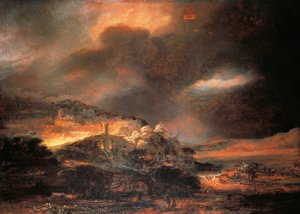Fırtınalı Manzara, c.1637/38 (panelde yağ) by Rembrandt Harmensz. van Rijn