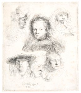 Saskia ve diğerlerinin baş çalışmaları by Rembrandt Harmensz. van Rijn