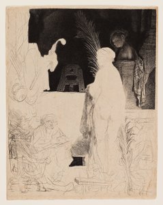 Modelden Sanatçı Çizimi, c.1639 (parlatılmış kağıt üzerine gravür ve kuru nokta) by Rembrandt Harmensz. van Rijn