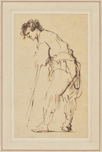 Sopaya Yaslanmış Genç Adam by Rembrandt Harmensz. van Rijn