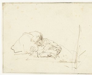 saskia hasta yatakta by Rembrandt van Rijn (copy after)