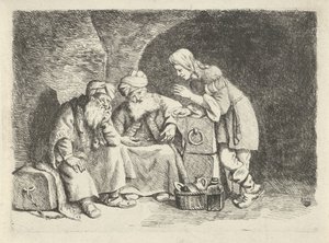 Joseph, fırıncı ve sakisinin rüyalarını açıklıyor by Rembrandt van Rijn (follower of)