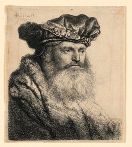 Mücevher Tokalı Kadife Şapkalı Sakallı Bir Adam by Rembrandt van Rijn