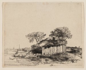 Beyaz Palingli Bir Kır Evi by Rembrandt van Rijn