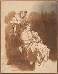 Saçları Örgülü Genç Bir Kadın, 1637 civarı by Rembrandt van Rijn