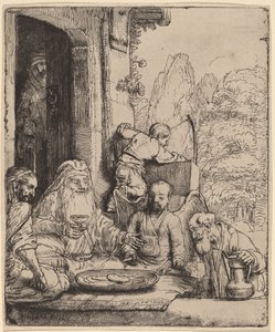 İbrahim Melekleri Eğlendiriyor by Rembrandt van Rijn