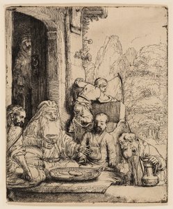İbrahim Melekleri Eğlendiriyor by Rembrandt van Rijn