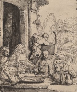 İbrahim Melekleri Eğlendirirken, 1656. by Rembrandt van Rijn