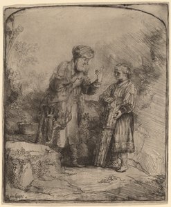 İbrahim ve İshak by Rembrandt van Rijn