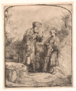 İbrahim ve İshak by Rembrandt van Rijn