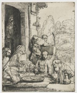 İbrahim melekleri eğlendiriyor by Rembrandt van Rijn