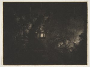 Çobanların Hayranlığı: Bir Gece Parçası, yak. 1657. by Rembrandt van Rijn