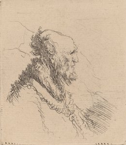 Profilde Kısa Sakallı Kel Yaşlı Adam, c. 1635. by Rembrandt van Rijn