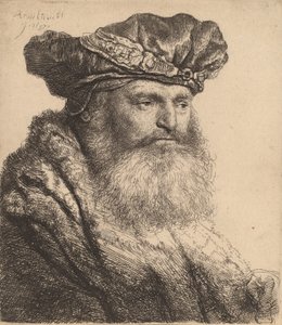 Mücevher Tokalı Kadife Şapkalı Sakallı Adam, 1637 by Rembrandt van Rijn