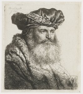 Mücevherli Tokalı Kadife Şapkalı Sakallı Adam Mücevher tokalı kadife şapkalı sakallı adam by Rembrandt van Rijn