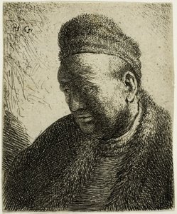 Kürk Pelerinli ve Şapkalı Sakalsız Adam: Göğüs by Rembrandt van Rijn