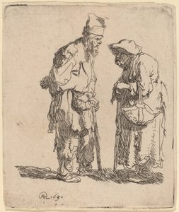 Dilenci Adam ve Dilenci Kadın Sohbeti by Rembrandt van Rijn