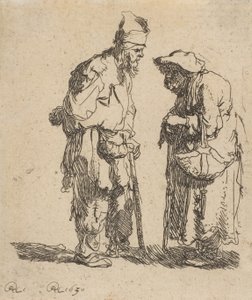 Dilenci Adam ve Dilenci Kadın Sohbeti, 1630., 1630. by Rembrandt van Rijn