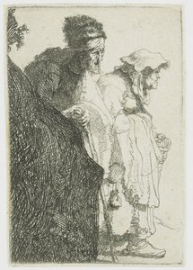 Dilenci Bir Bankanın Arkasındaki Dilenci Erkek ve Kadın Bir Bankanın Arkasındaki Dilenci Erkek ve Kadın by Rembrandt van Rijn