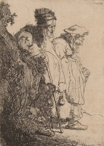 Bir Bankanın Arkasındaki Dilenci Erkek ve Kadın, c. 1630. by Rembrandt van Rijn