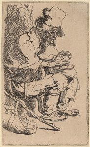 Dilenci Oturan Bir Reşo Tabağının Başında Ellerini Isıtıyor by Rembrandt van Rijn