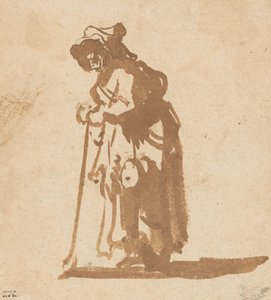 Çubuğa Yaslanmış Dilenci Kadın, 16281630. by Rembrandt van Rijn