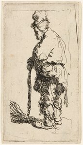 Bir çubuğa yaslanmış dilenci, c.1630. by Rembrandt van Rijn