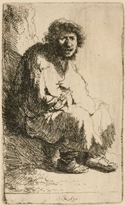 Bir bankada oturan dilenci, 1630. by Rembrandt van Rijn