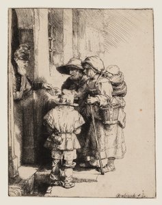 Evin Kapısında Sadaka Alan Dilenciler by Rembrandt van Rijn