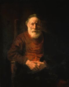 Kırmızı cüppeli yaşlı bir adamın portresi by Rembrandt van Rijn