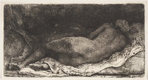 Siyah Afrikalı kız uzanmış by Rembrandt van Rijn