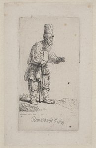 Bastona yaslanmış çiftçi by Rembrandt van Rijn