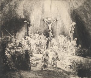 İki Hırsız Arasında Çarmıha Gerilen İsa Üç Haç, 1653. by Rembrandt van Rijn
