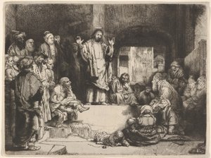 La Petite Tombe olarak adlandırılan Mesih Vaazı, ca. 1657. by Rembrandt van Rijn