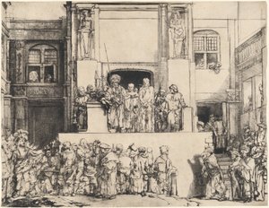 İnsanlara Sunulan Mesih: Dikdörtgen Plaka by Rembrandt van Rijn
