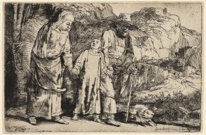 İsa Ebeveynleri ile Tapınaktan Dönüyor by Rembrandt van Rijn
