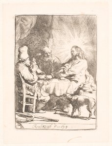 Emmaus'ta İsa: daha küçük tabak by Rembrandt van Rijn