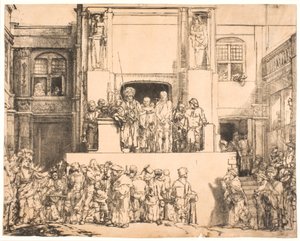 İnsanlara sunulan İsa: büyük dikdörtgen plaka by Rembrandt van Rijn